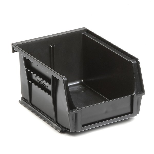 Global Industrial Hang & Stack Storage Bin, Plastic, 3 in H, Black 269680BK